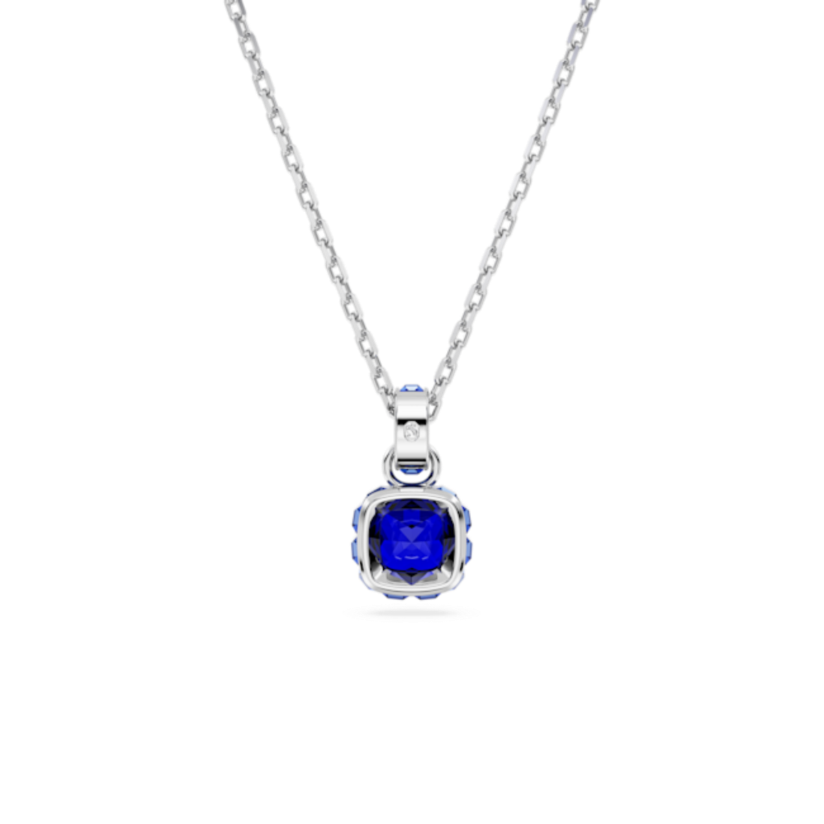 Resim Birthstone Kolye, Kare kesim, Eylül, Mavi, Rodyum kaplama