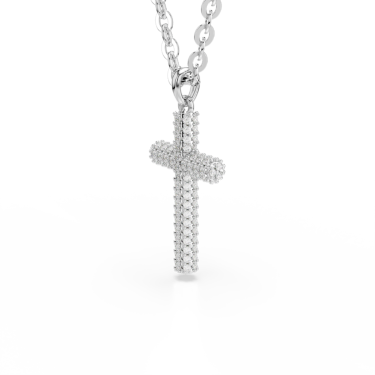 Resim Insigne Kolye, Pavé, Haç, Beyaz, Rodyum kaplama