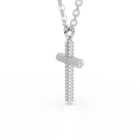 Resim Insigne Kolye, Pavé, Haç, Beyaz, Rodyum kaplama