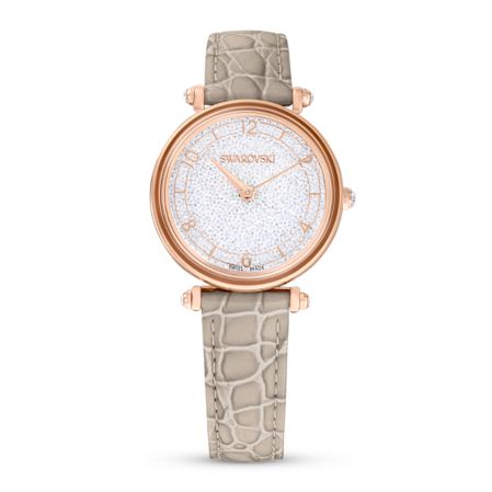 Resim Crystalline wonder Saat, İsviçre Üretimi, Deri kayış, Bej, Pembe altın rengi yüzey