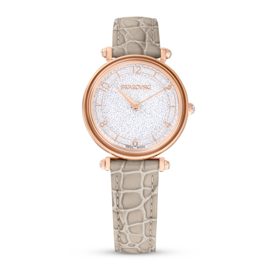 Resim Crystalline wonder Saat, İsviçre Üretimi, Deri kayış, Bej, Pembe altın rengi yüzey