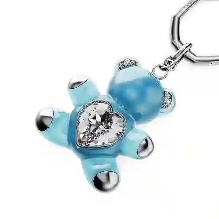 Resim Teddy Anahtarlık, Ayıcık, Mavi, Rodyum kaplama