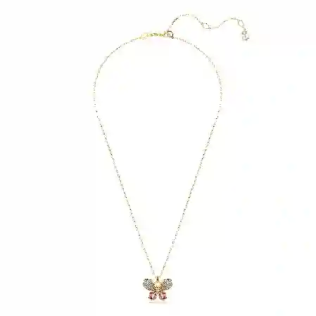 Resim Idyllia Kolye, Karışık kesimler, Pavé, Kelebek, Çok renkli, Altın rengi kaplama