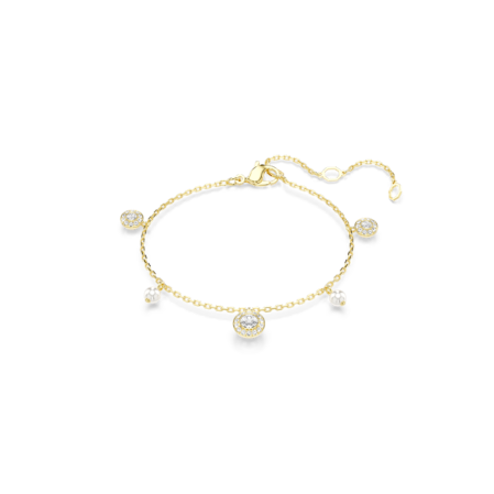 Resim Una Angelic Dizi Kolye, Kristal inci, Yuvarlak kesim, Beyaz, Altın rengi kaplama