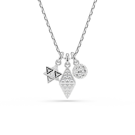 Resim Dextera Kolye, Yuvarlak kesim, Küre ve küp, Beyaz, Rodyum kaplama