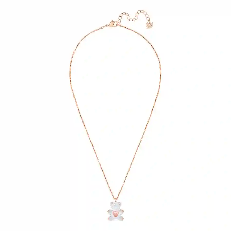 Resim Teddy Kolye, Ayıcık, Beyaz, Pembe altın rengi kaplama