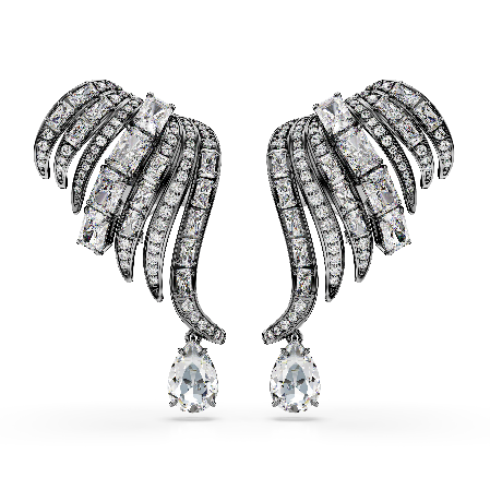 Resim The Vienna Collection kelepçe küpe, Tüy, Beyaz, Rutenyum kaplama