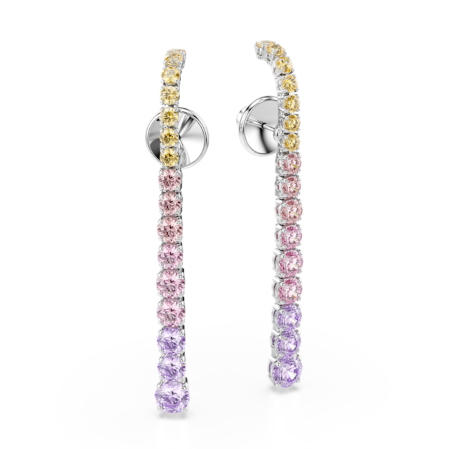 Resim Matrix damla küpeler, Yuvarlak kesimlerin renk geçişleri, Çok renkli, Rodyum kaplama