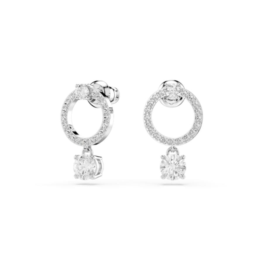 Resim Attract halka küpeler, Yuvarlak kesim, Beyaz, Rodyum kaplama