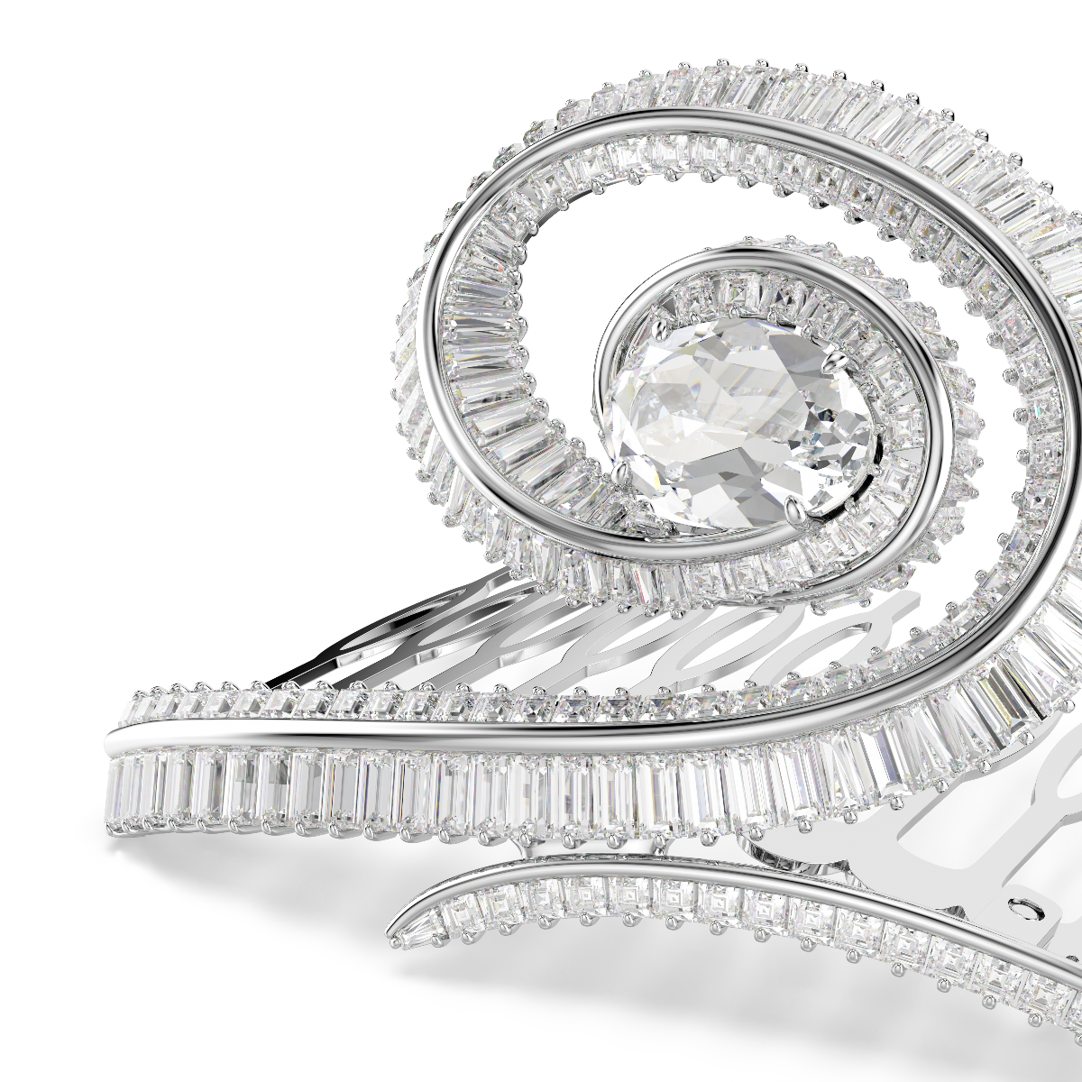 Resim Ariana Grande x Swarovski Saç Tokası, Kristal inci, Baget kesim, Beyaz, Rodyum kaplama