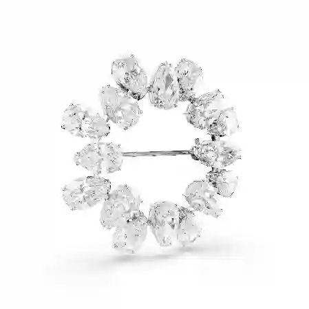 Resim Matrix Broş, Armut kesim, Beyaz, Rodyum kaplama