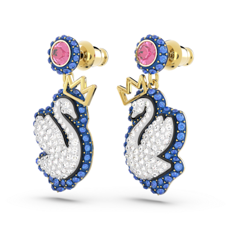 Resim Swan damla küpeler, Kuğu, Mavi, Altın rengi kaplama