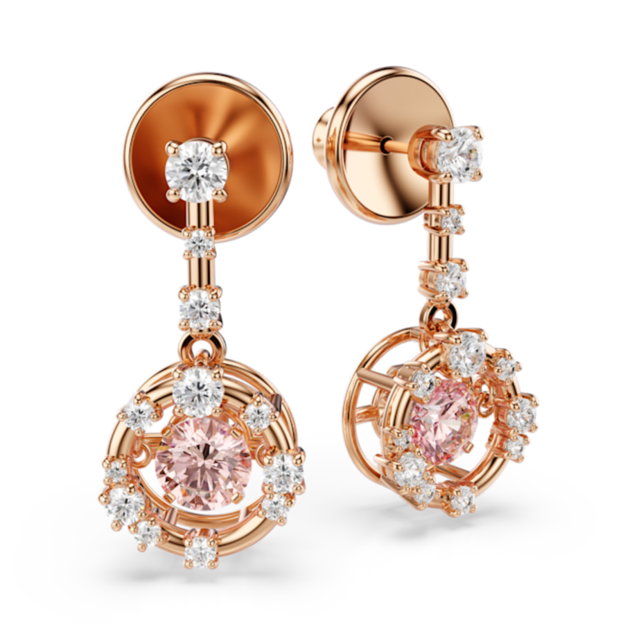 Resim Constella damla küpeler, Yuvarlak kesim, Dancing stone, Pembe, Pembe altın rengi kaplama