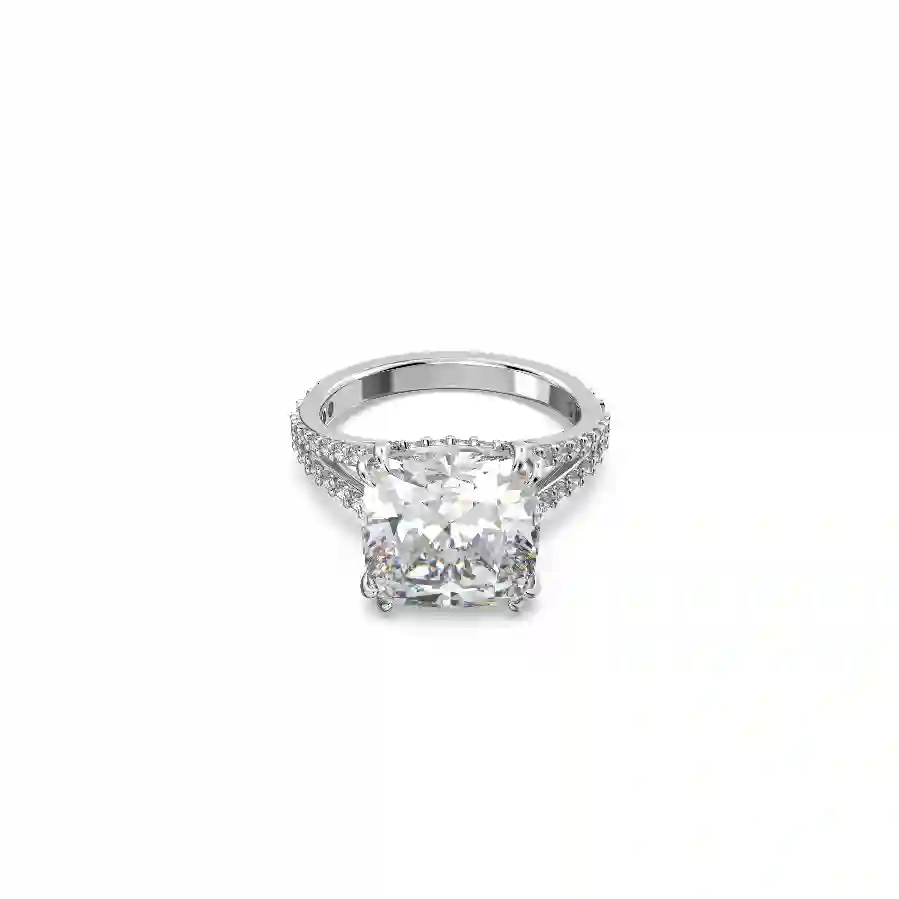 Resim Constella Kokteyl Yüzüğü, Kare kesim, Pavé, Beyaz, Rodyum kaplama