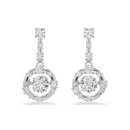 Resim Constella damla küpeler, Yuvarlak kesim, Dancing stone, Beyaz, Rodyum kaplama