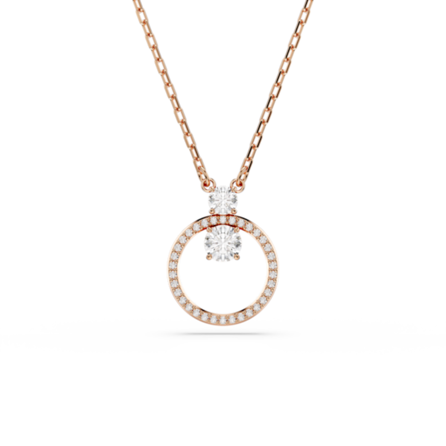 Resim Constella Kolye, Pavé, Yuvarlak kesim, Beyaz, Pembe altın rengi kaplama