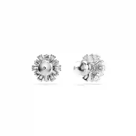 Resim Idyllia düğme Küpeler, Karışık kesimler, Kar tanesi, Beyaz, Rodyum kaplama