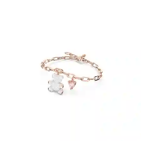 Resim Teddy Bileklik, Ayıcık, Beyaz, Pembe altın rengi kaplama