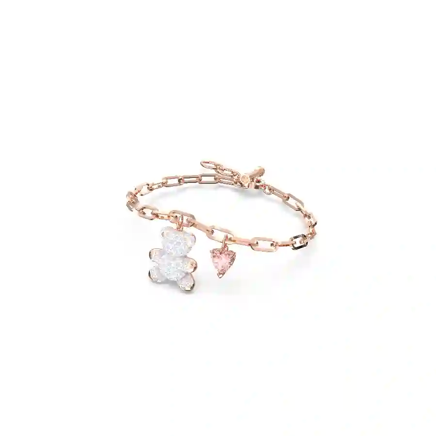 Resim Teddy Bileklik, Ayıcık, Beyaz, Pembe altın rengi kaplama