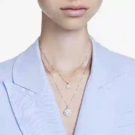 Resim Meteora Katlı Kolye, Beyaz, Rodyum kaplama