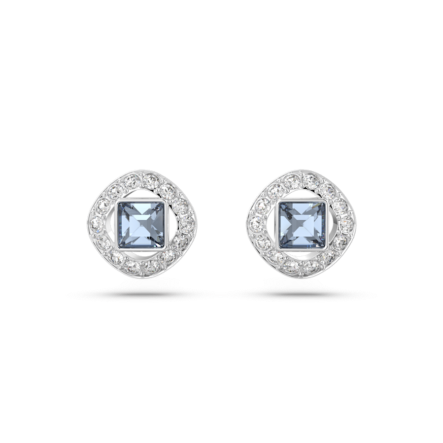 Resim Una Angelic düğme Küpeler, Kare kesim, Mavi, Rodyum kaplama