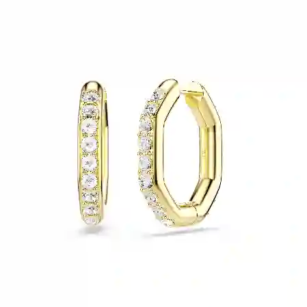 Resim Dextera halka küpeler, Sekizgen şekil, Yuvarlak kesim, Beyaz, Altın rengi kaplama