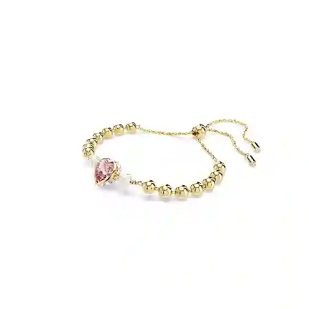 Resim Imber Bileklik, Kristal inci, Kalp kesim, Kalp, Pembe, Altın rengi kaplama