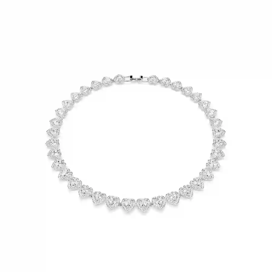 Resim Ariana Grande x Swarovski Tennis kolye, Karışık kesimler, Kalp, Beyaz, Rodyum kaplama