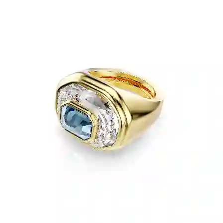 Resim Chroma Kokteyl Yüzüğü, Sekizgen kesim, Mavi, Altın rengi kaplama