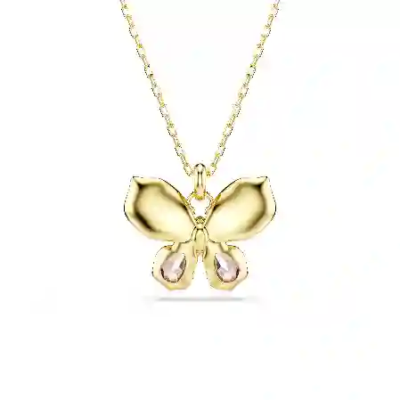 Resim Idyllia Kolye, Karışık kesimler, Pavé, Kelebek, Çok renkli, Altın rengi kaplama