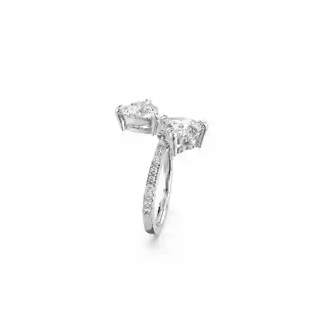 Resim Mesmera Attract Açık Yüzük, Kalp, Beyaz, Rodyum kaplama