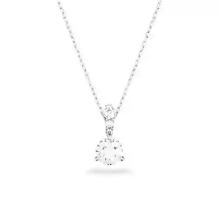 Resim Solitaire Kolye, Yuvarlak kesim, Beyaz, Rodyum kaplama