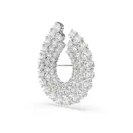 Resim Matrix Broş, Yuvarlak kesim, Beyaz, Rodyum kaplama