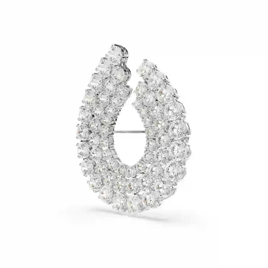 Resim Matrix Broş, Yuvarlak kesim, Beyaz, Rodyum kaplama