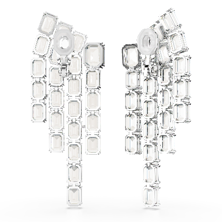 Resim Millenia Klipsli Küpeler, Sekizgen kesim, Avize, Beyaz, Rodyum kaplama