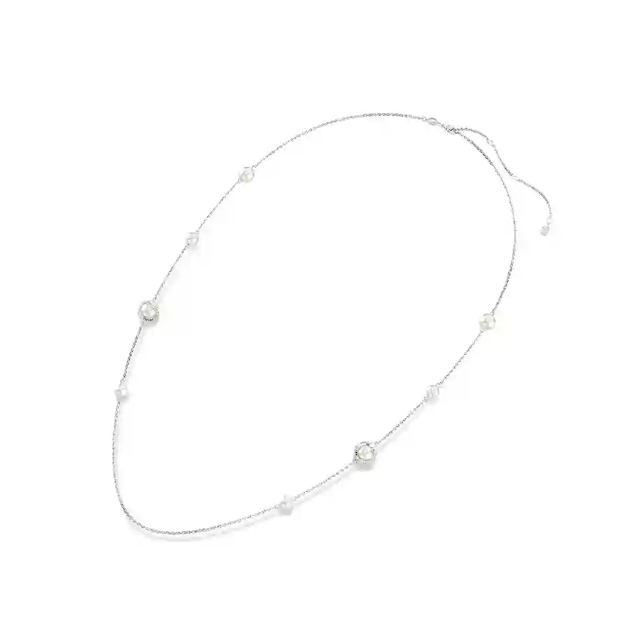 Resim Snake Dizi Kolye, Kristal inci, Karışık kesimler, Yılan Yılı, Beyaz, Rodyum kaplama