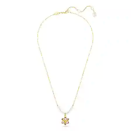 Resim Idyllia Kolye, Kristal inci, Karışık kesimler, Çiçek, Çok renkli, Altın rengi kaplama