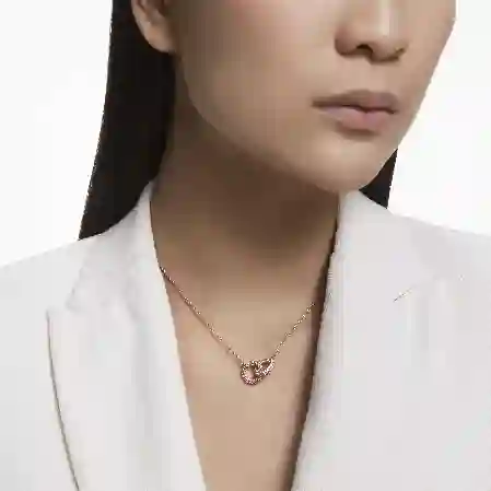 Resim Dextera Kolye, İç içe geçmiş daireler, Pembe, Pembe altın rengi kaplama