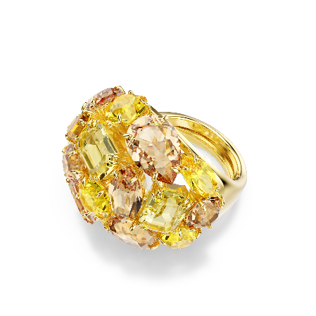 Resim Gema Kokteyl Yüzüğü, Karışık kesimler, Sarı, Altın rengi kaplama