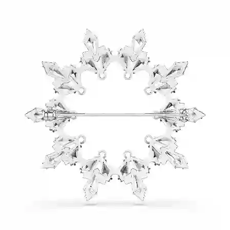 Resim Idyllia Broş, Karışık kesimler, Kar tanesi, Beyaz, Rodyum kaplama