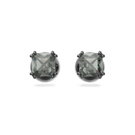 Resim Millenia düğme Küpeler, Kare kesim, Siyah, Rutenyum kaplama