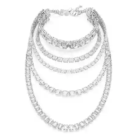 Resim Millenia Katlı Kolye, Karışık kesimler, Beyaz, Rodyum kaplama