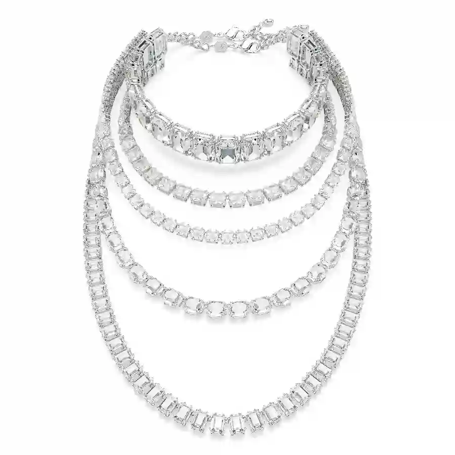 Resim Millenia Katlı Kolye, Karışık kesimler, Beyaz, Rodyum kaplama