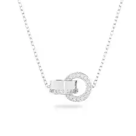 Resim Hollow Kolye, Kilitlenmiş döngü, Beyaz, Rodyum kaplama