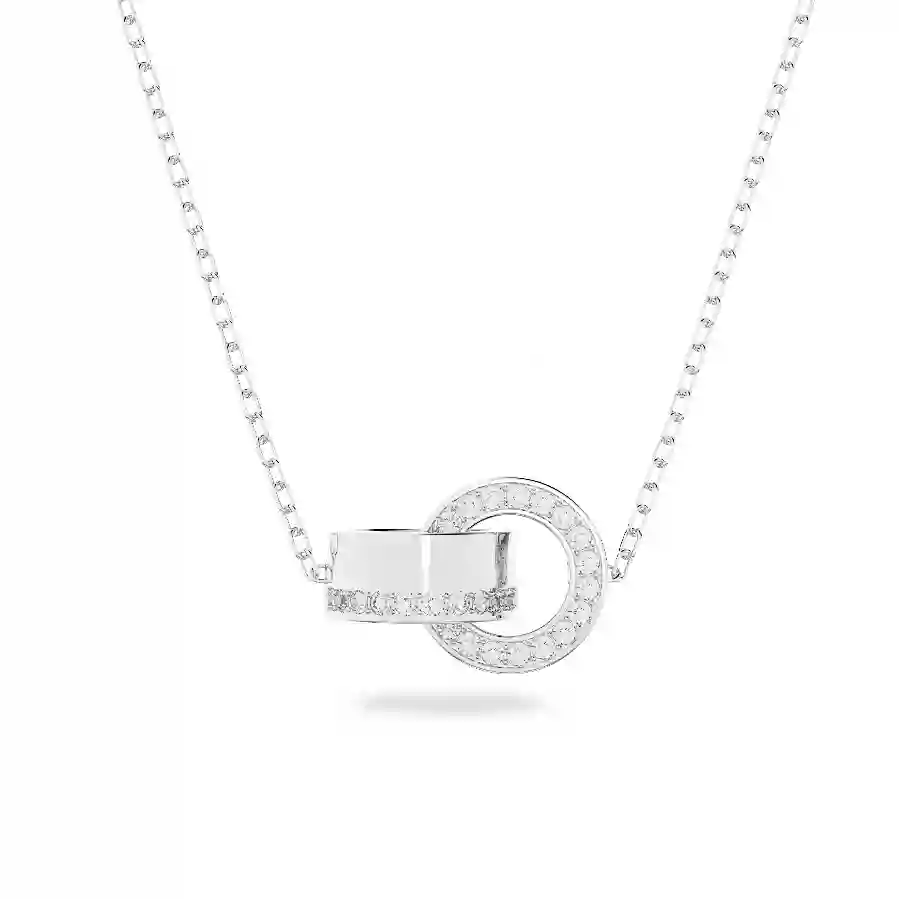 Resim Hollow Kolye, Kilitlenmiş döngü, Beyaz, Rodyum kaplama