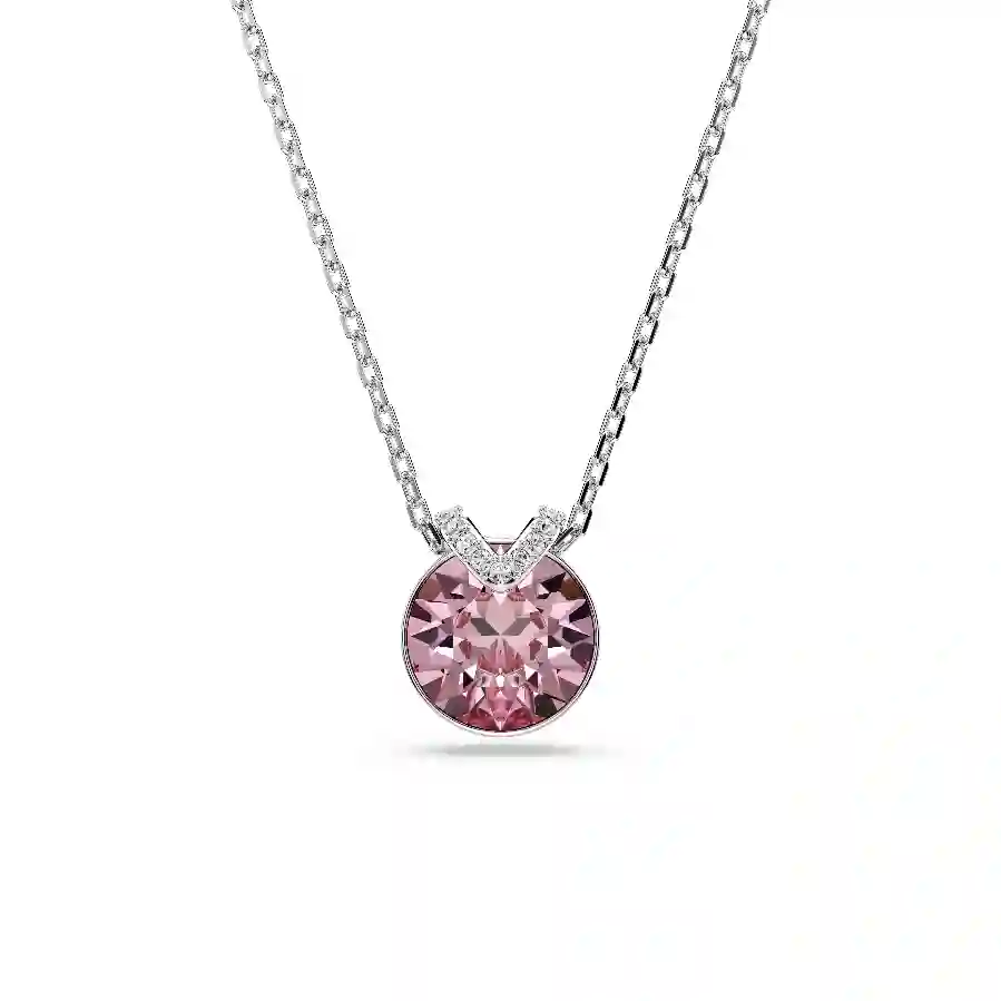 Resim Bella V Kolye, Yuvarlak kesim, Pembe, Rodyum kaplama