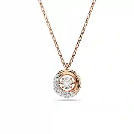 Resim Dextera Kolye, Yuvarlak kesim, Beyaz, Pembe altın rengi kaplama