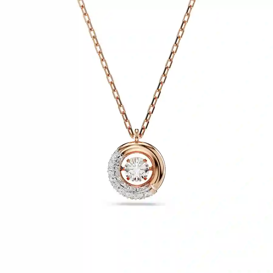 Resim Dextera Kolye, Yuvarlak kesim, Beyaz, Pembe altın rengi kaplama