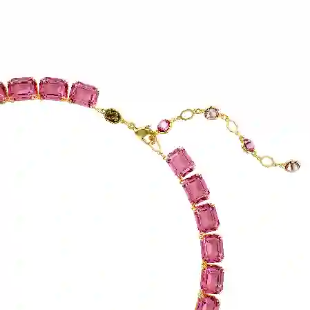 Resim Millenia Tennis kolye, Sekizgen kesim, Pembe, Altın rengi kaplama