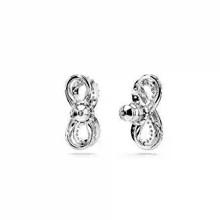 Resim Hyperbola düğme Küpeler, Infinity, Beyaz, Rodyum kaplama